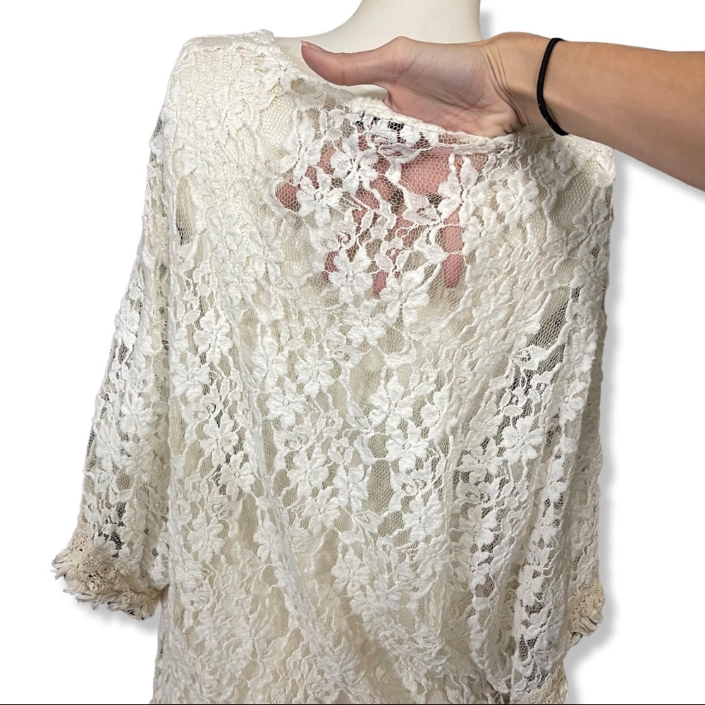 T Party white lace tunic top M - Picture 7 of 8